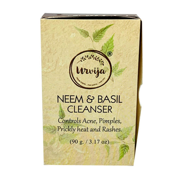 Urvija Neem & Basil and Aloevera Cleanser - Essential oil based Sulphate free Handmade Soap|200g|7.05 oz [Fit Tuber Recs]