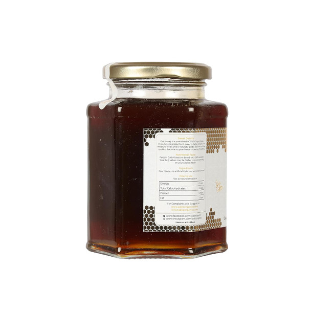 Adya Organics Multi Flora Raw Honey | 100% Pure, Natural, Unpasteurized and Unprocessed Raw Honey | No Artificial Colours or Sugar | Preservatives Free | Chemical Free – 500 gms (Pack of 1)