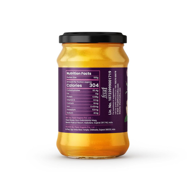 Bharat Vedica Wild Forest Honey 350gm | 100% Pure & Organic | Raw, Unprocessed & Natural | No Sugar Adulteration | Lab Certified | Glass Jar Packaging