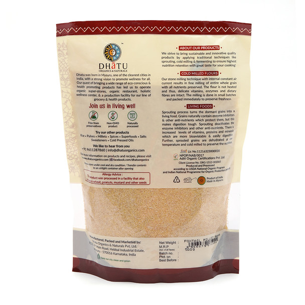 DHATU ORGANICS & NATURALS Foxtail Millet Rawa|500 g