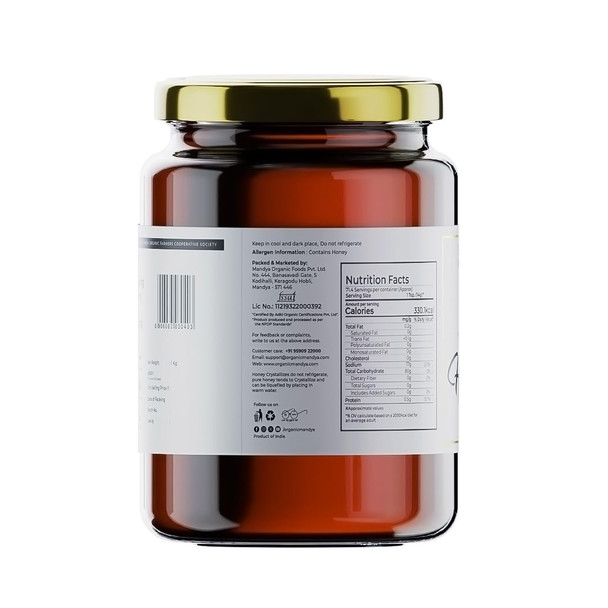 Organic Mandya Raw Wild Forest Honey 1000 GM || 100% Pure & Natural NPOP Organic Certified || Raw, Unprocessed