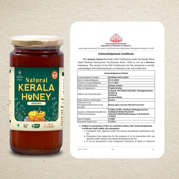 NO.1 Natural Kerala Honey, Organic, 500g,Pure Honey 100% Trusted Honey,NO added sugar,HONEY