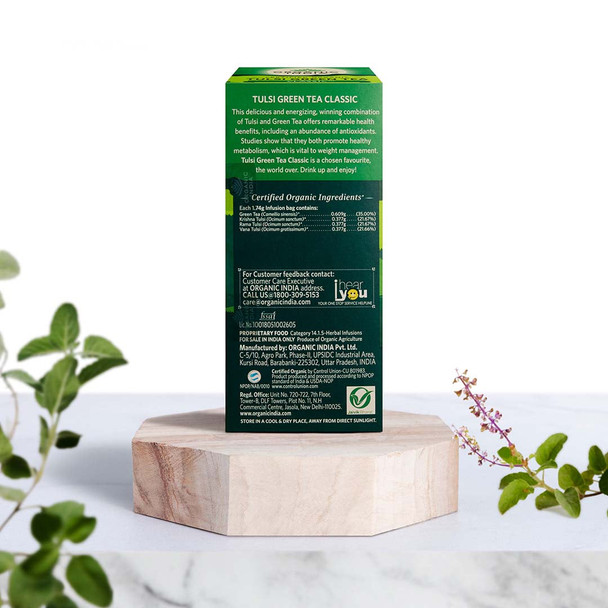 Organic India Combo Green Tea Classic & Moringa Powder|25 teabags + 100 g