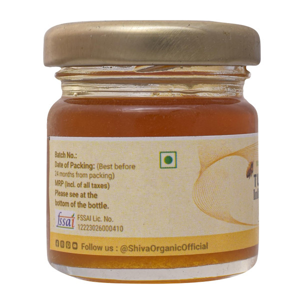 Shiva Organic Herbs Infused Honey - 100% Natural Organic and Pure Honey No Added Sugar | Color | Flavour Unadulterated (Turmeric Honey, 50g)