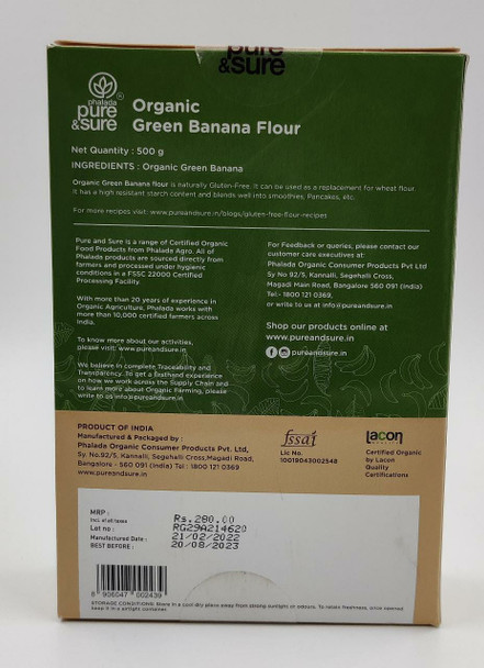 PHALADA PURE AND SURE Organic Green Banana Flour|500 g