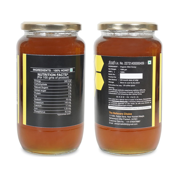 The Believers Choice Natural Honey 1200Gram By The Believers Choice Wild Unprocessed Honey|Pure Organic Raw Honey|100% Natural|No Preservatives| No Artificial Color|No Added Sugar