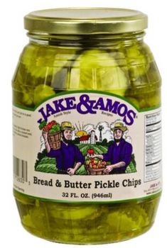 Jake & Amos Bread & Butter Pickle Chips 33 Oz