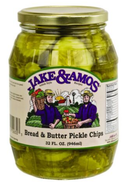 Jake & Amos Bread & Butter Pickle Chips 33 Oz