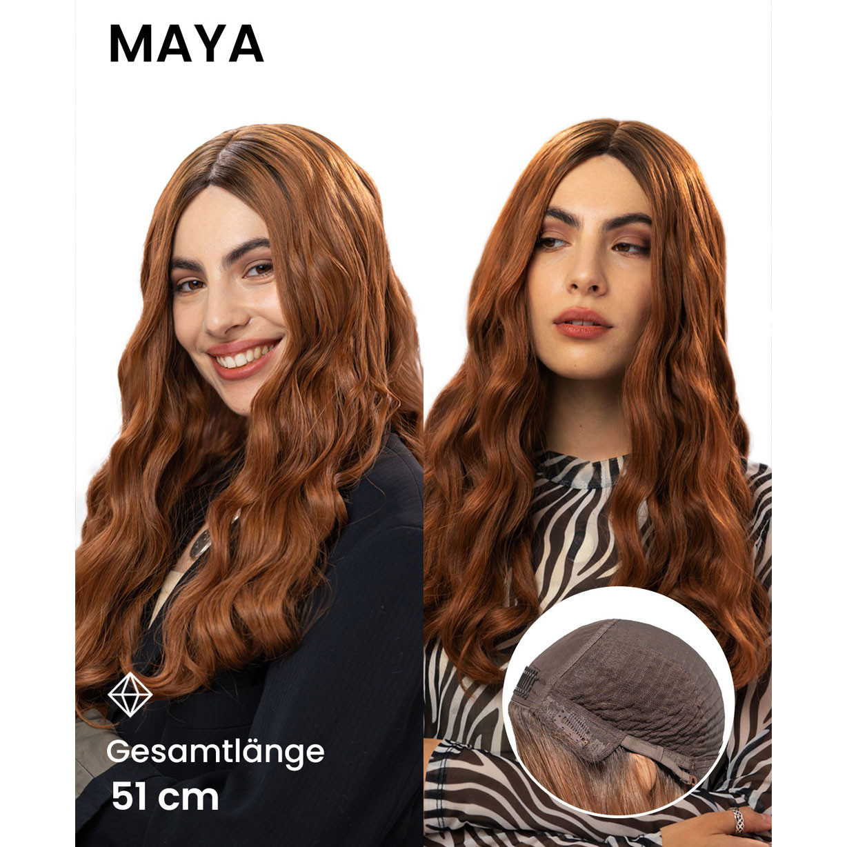 Echthaar-Perücke Mit Spitzenfront – 200% Dichte, 76 Cm, Natürlicher Look