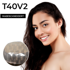 Frauen Monofilament Oberkopf mit Glasseide PU-Rand und Cut Away Verschluss T40V2