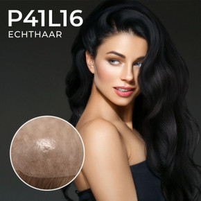 P41L16 Top Haarteil für Frauen, mit transparenter Hautbasis, 16 Zoll langes Haar
