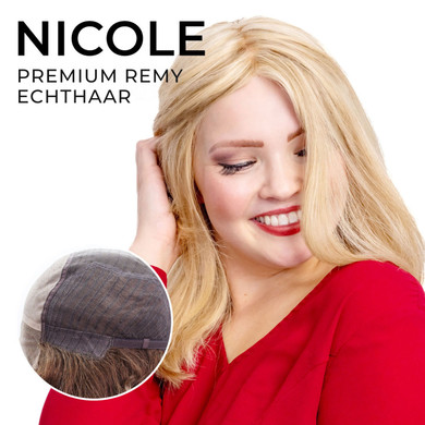 Nicole Premium Echthaar Seiden Top Vollperücke für Frauen
