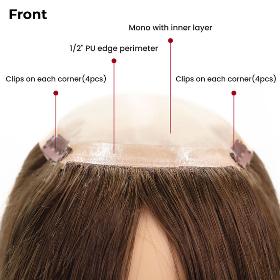 P5718BSC Mono Silk Top Damen Haarteil mit Clips