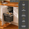 Austen & Co. 30L Built-In Hinged Cupboard Kitchen Bin - 2 Compartments