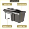 Austen & Co. 40L Built-In Hinged Cupboard Kitchen Bin - 2 Compartments