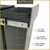 Austen & Co. 30L Built-In Hinged Cupboard Kitchen Bin - 3 Compartments