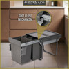 Austen & Co. 40L Pull Out Cupboard Kitchen Bin - 3 Compartments