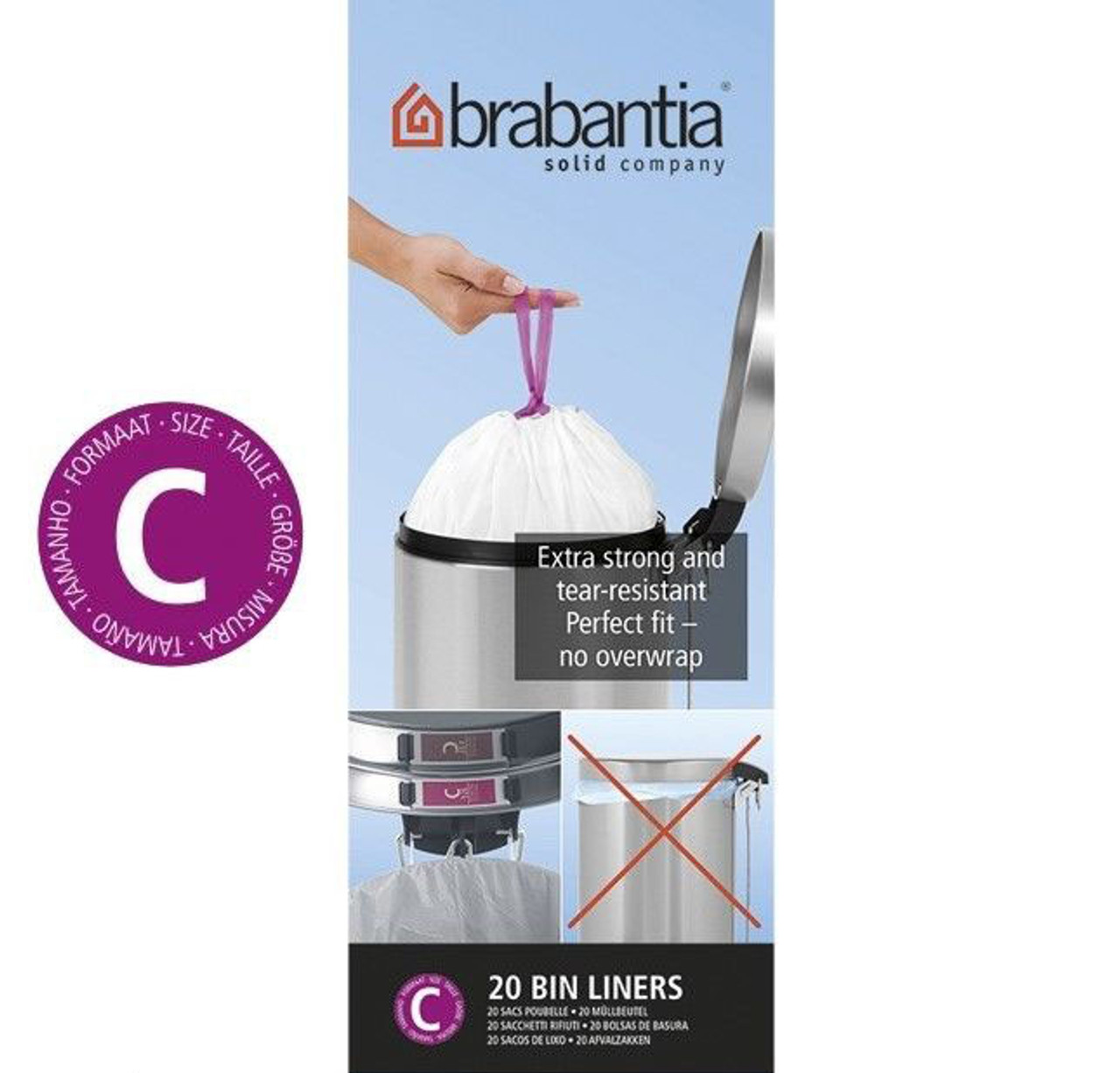 Brabantia Bolsas Basura PerfectFit Bin Liner Type E 20L 20