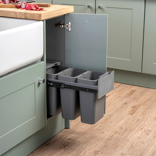 Caple Base Mounted 24L Pull Out Trio Bin
