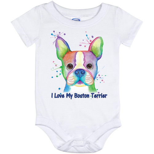 I Love My Boston Terrier Design Baby Onesie 12 Month