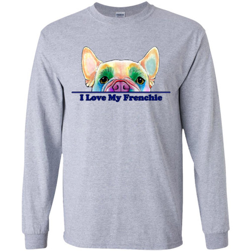 I Love My Frenchie Peek-a-Boo French Bulldog Design 240B Youth LS T-Shirt