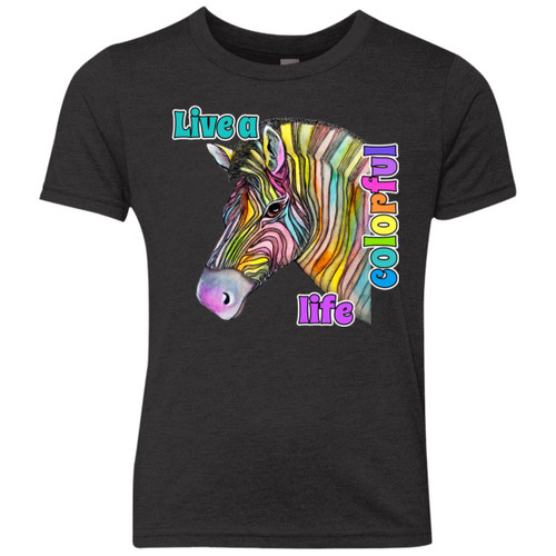 Live a colorful life Zebra Design Youth Triblend Crew