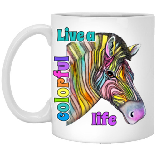 Lilve a Colorful life Zebra Design 11 oz. White Mug