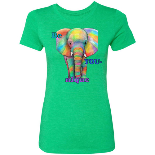 Be YOU-nique Colorful Elephant Design Womens' Triblend T-Shirt