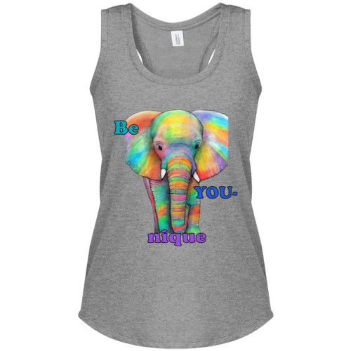 Be YOU-nique Colorful Elephant Design Women's Perfect Tri Racerback Tank