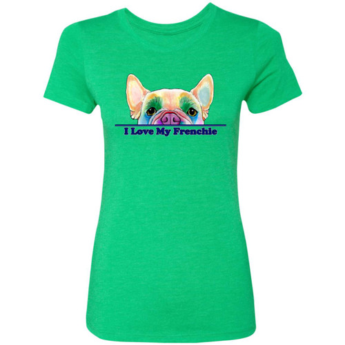 I Love My Frenchie Pee-a-Boo French Bulldog Design Ladies' Triblend T-Shirt