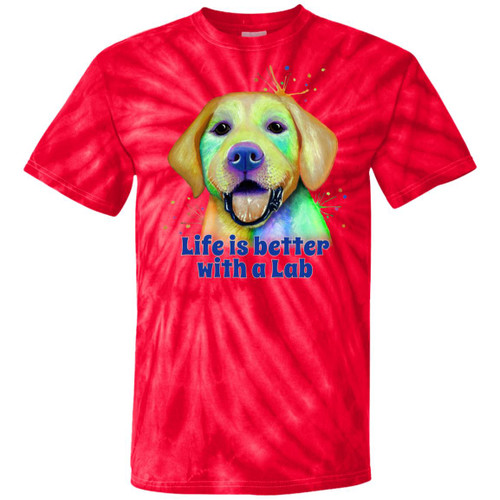 Life is Better with a Lab Labrador Retriever Design 100% Cotton Tie Dye T-Shirt CD100