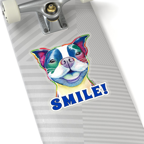 Smile! Colorful Smiling Boston Terrier Dog Design Kiss-Cut Stickers