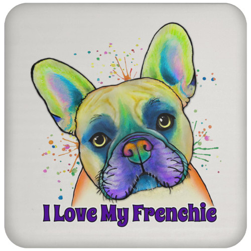 ILM Frenchie I Love My Frenchie Colorful French Bulldog Design Coaster