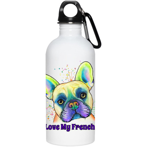 ILM Frenchie new with tilting head with BG I Love My Frenchie Colorful French Bulldog Design 20 oz. Stainless Steel Water Bottle 23663