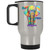Be YOU-nique Colorful Elephant Design Silver Stainless Travel Mug