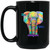 Be YOU-nique Colorful Elephant Design 15 oz. Black Mug