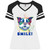 Smile! Smiling Boston Terrier Design Ladies' Game V-Neck T-Shirt