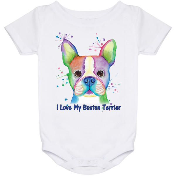 I Love My Boston Terrier Design Baby Onesie 24 Month