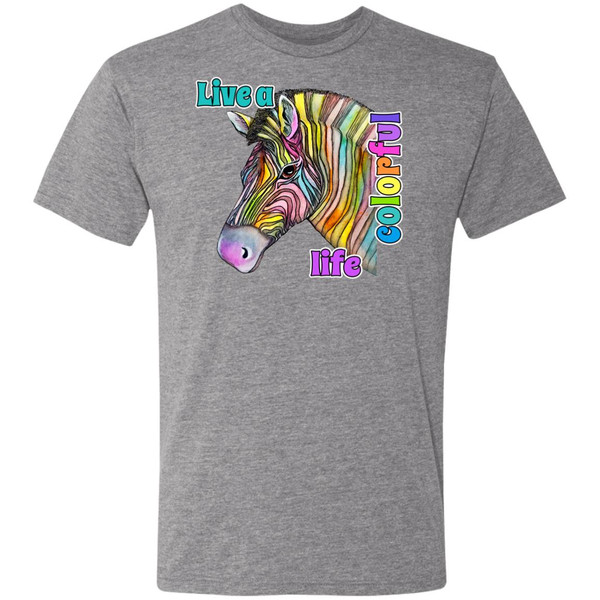 Live a Colorful Life Zebra Design Men's Triblend T-Shirt