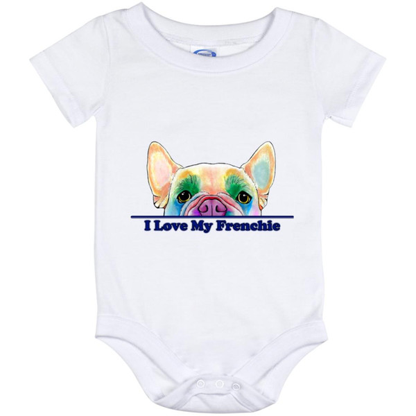 I Love My Frenchie Peek-a-Boo French Bulldog Design Baby Onesie 12 Month