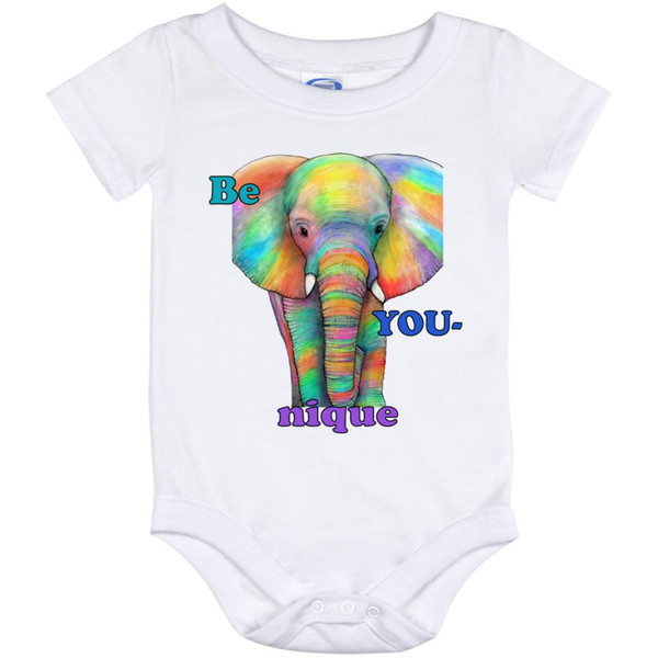 Be YOU-nique Colorful Elephant Design  Baby Onesie 12 Month