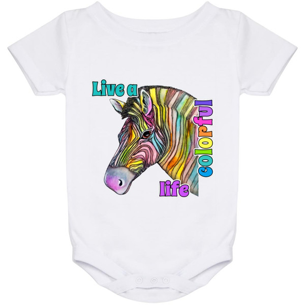 Live a colorful life Zebra Design Baby Onesie 24 Month