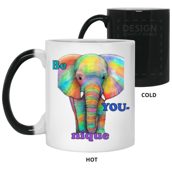 Be YOU-nique Colorful Elephant Design 11 oz. Color Changing Mug