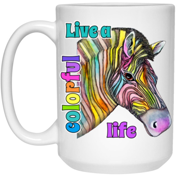 Life a Colorful Life Zebra 15 oz. White Mug