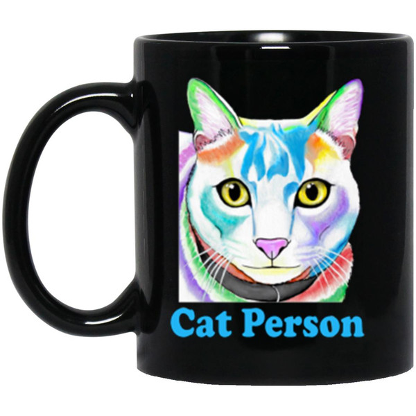 Cat Person Tabby Cat Design 11 oz. Black Mug
