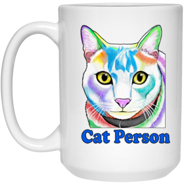 Cat Person Tabby Cat Design 15 oz. White Mug