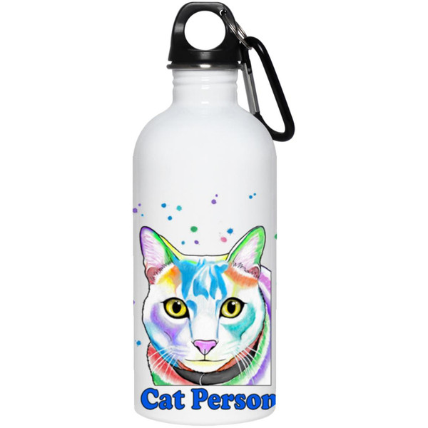Cat Person Tabby Cat Design 20 oz. Stainless Steel Water Bottle