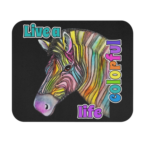 Live a Colorful Life Zebra Design Mouse Pad Mouse Pad - Black