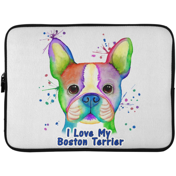 I Love My Boston Terrier Design Laptop Sleeve - 15 Inch