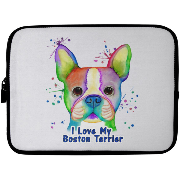 I Love My Boston Terrier Design Laptop Sleeve - 10 inch